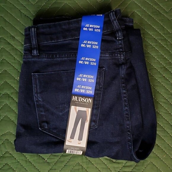 HUDSON Womens Midrise Straight Jeans 10 30 Dark Wash Blue Stretch Denim NEW - Picture 1 of 4